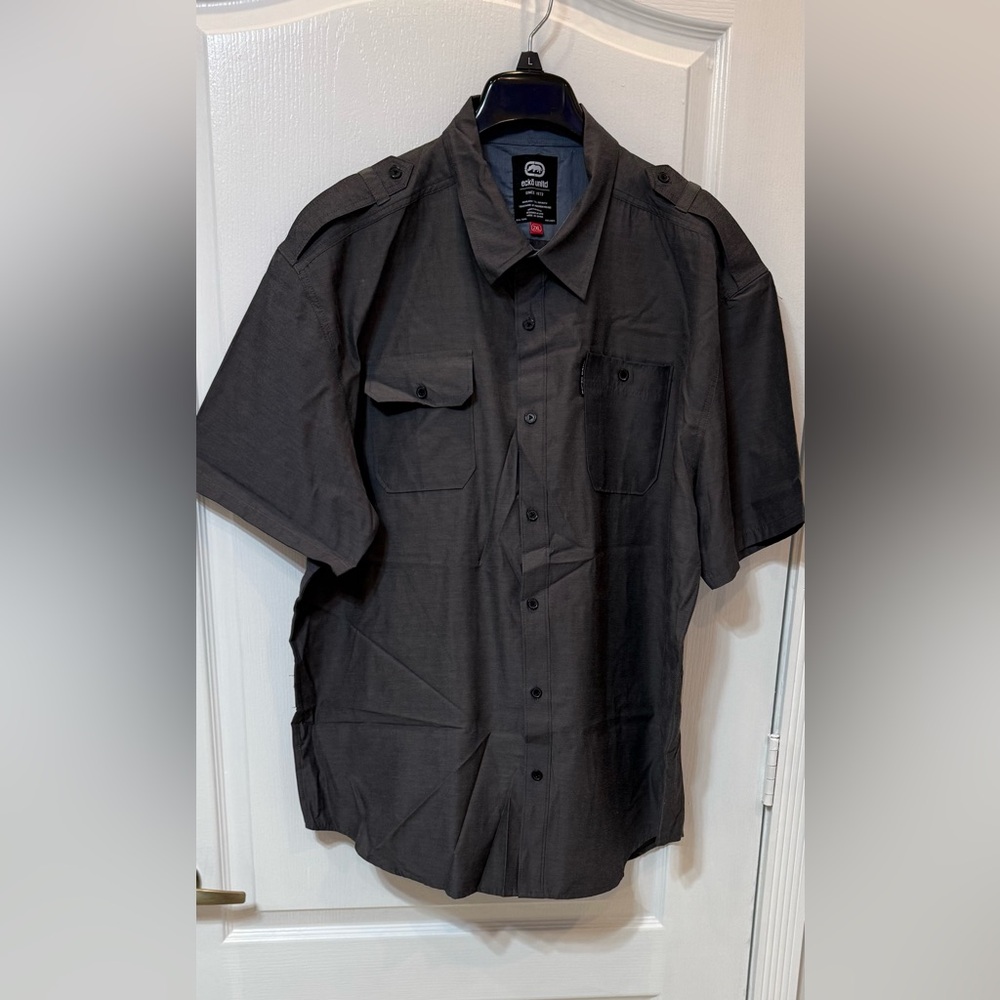 Ecko Unlimited Charcoal Button-Up Shirt Short Sleeve 2XL For Men New without tag